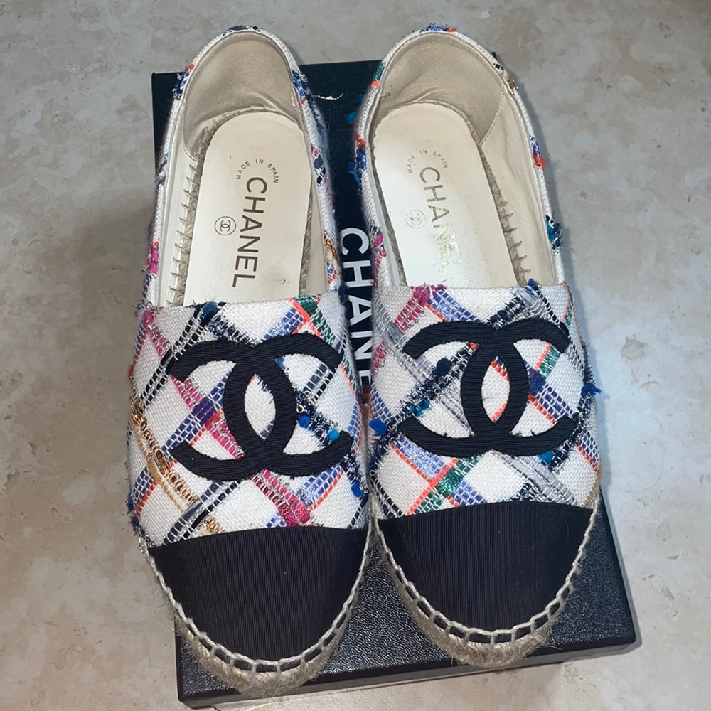 authentic chanel tweed espadrilles